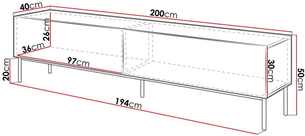 TV шкаф Slide-Leuko-Mauro-Length: 200 cm.