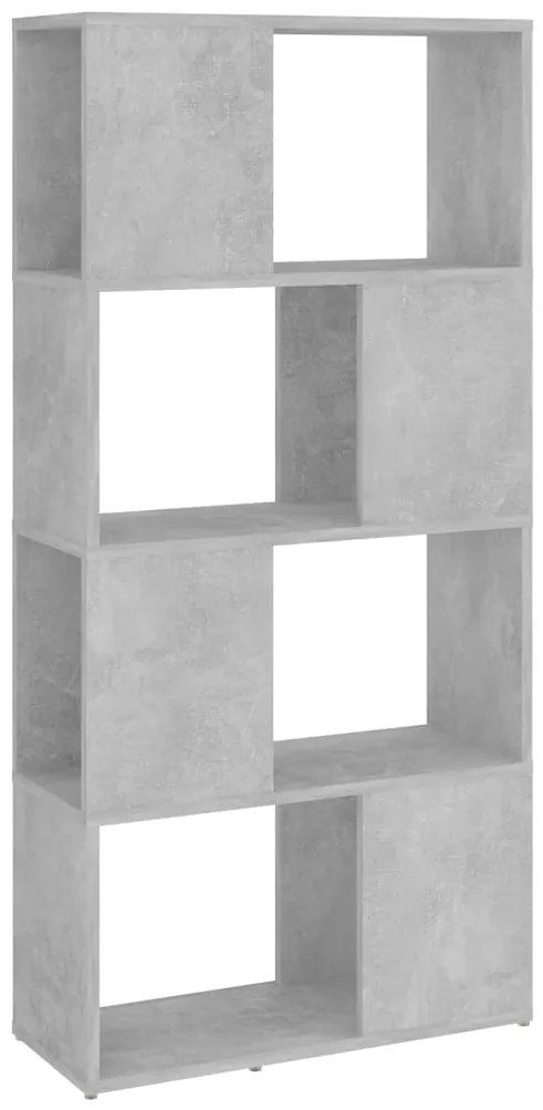 809084 vidaXL Библиотека, бетонно сива, 60x24x124,5 см, инженерно дърво