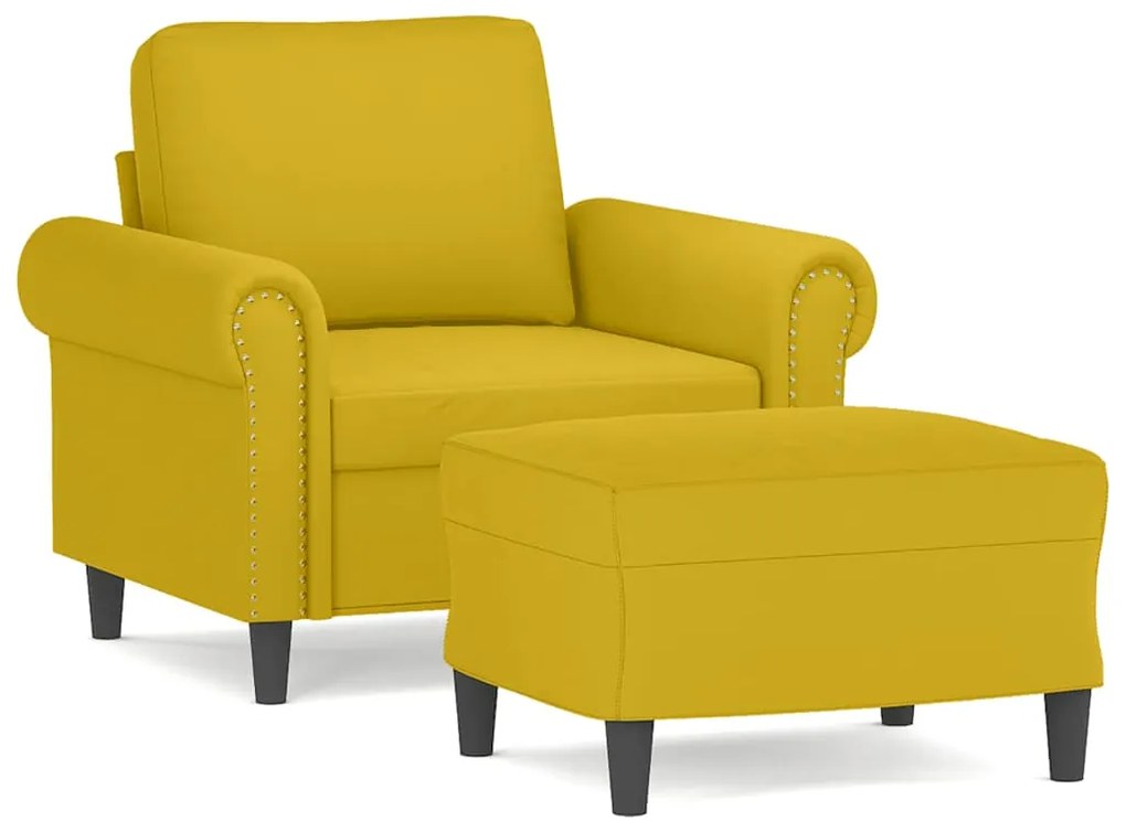 3201211 vidaXL Кресло с табуретка, жълто, 60 см, кадифе