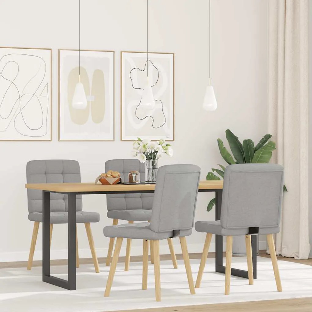3315200 vidaXL Трапезни столове, 4 бр, облачно сиви, текстил