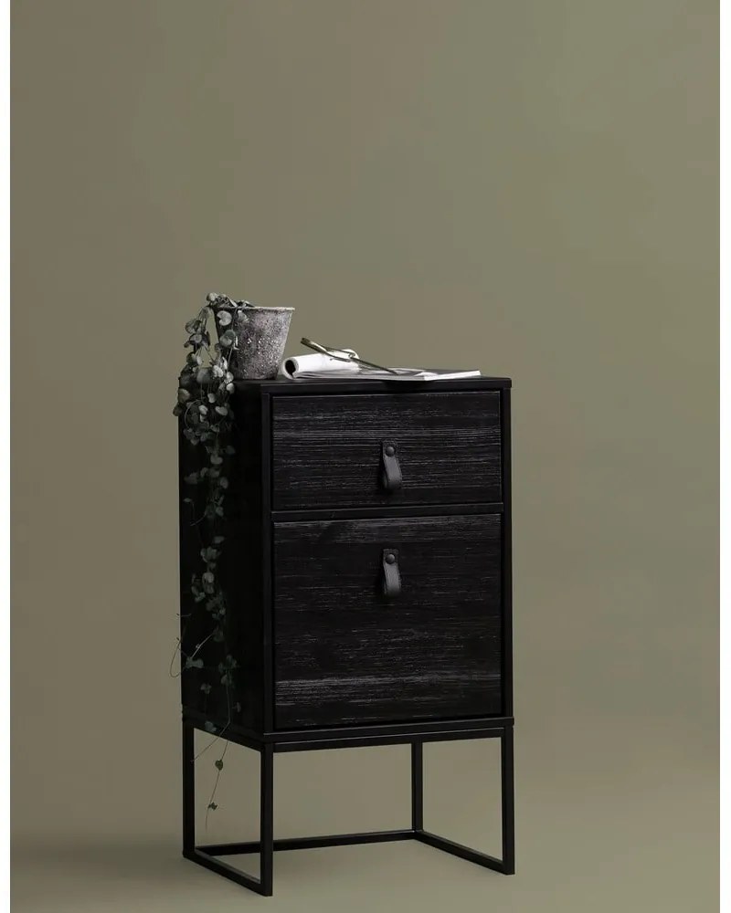Черно нощно шкафче с чекмедже и врата Zola - WOOOD