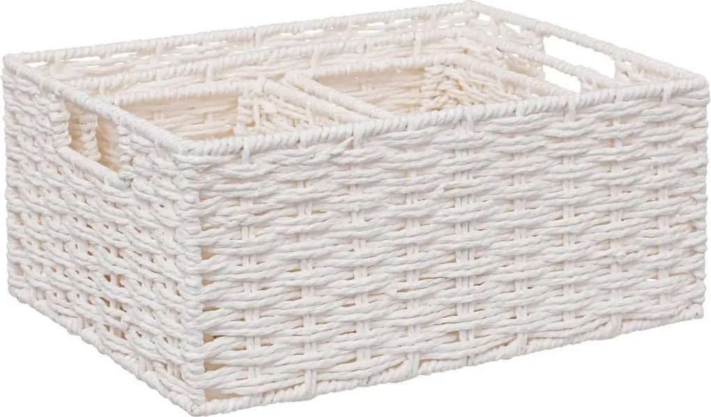 Комплект от 4 коша за съхранение 5five Costa, Хартия, Бели