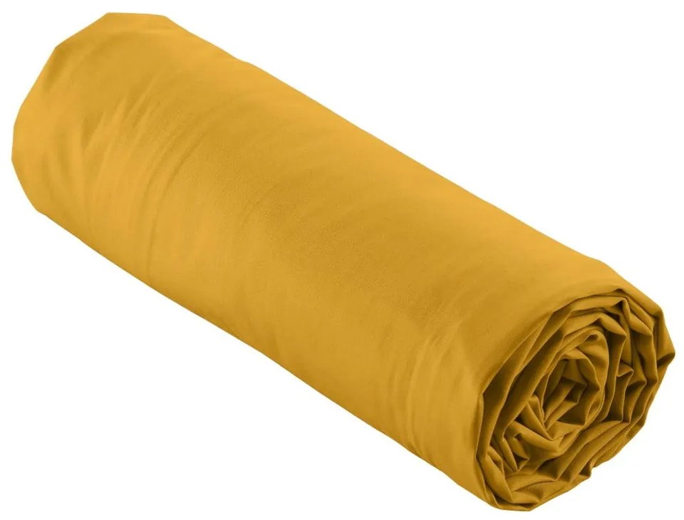 Жълт еластичен чаршаф от памук перкал 180x200 cm Percaline – douceur d'intérieur