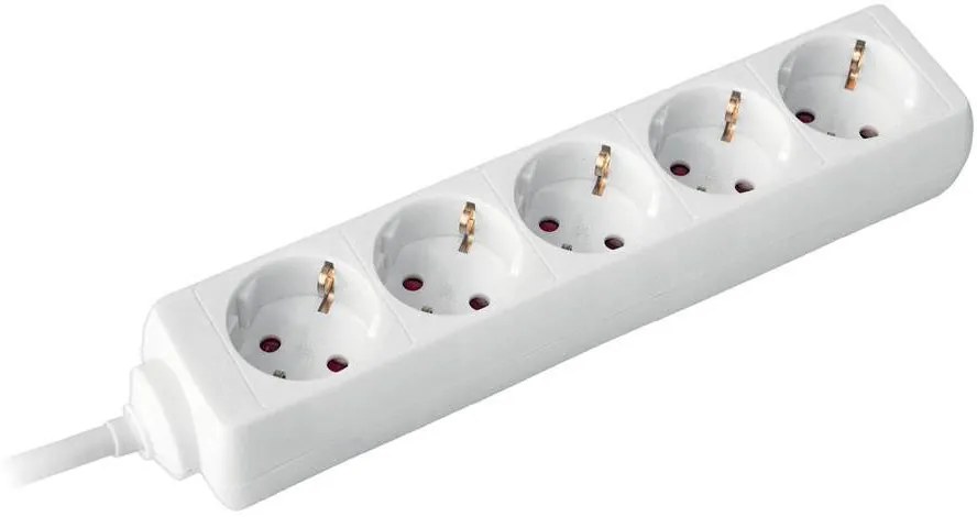 COMMEL Разклонител БЯЛ 5x2P+E с кабел 5 метра / 1.5mm2  - C232-503