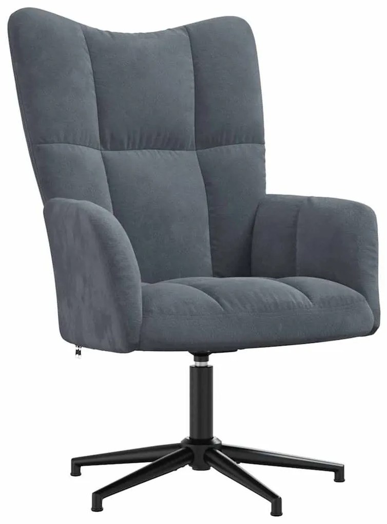 328096 vidaXL Релакс стол, тъмносив, кадифе