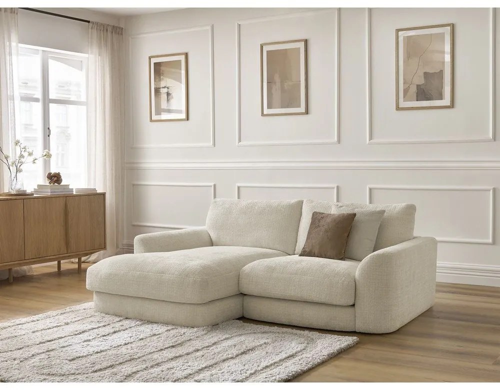 Бежов шенилов ъглов диван (ляв ъгъл) Leonore – Bobochic Paris