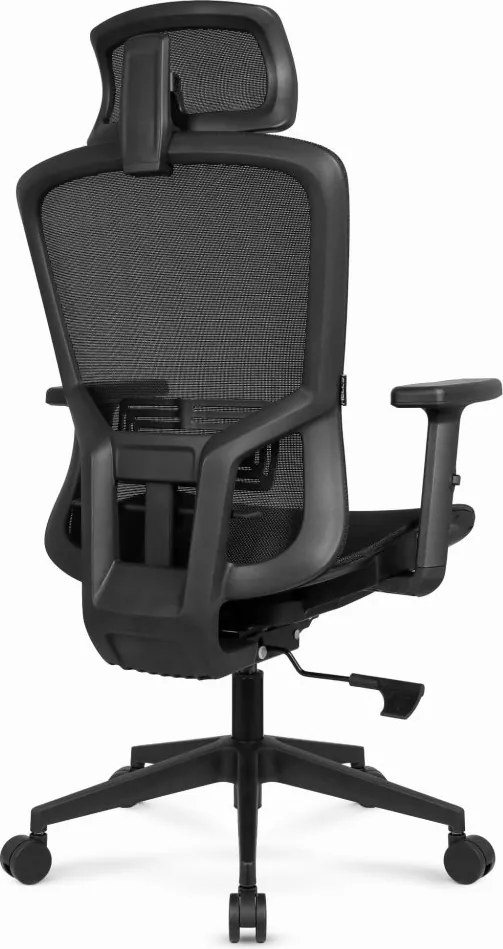 Ергономичен офис стол HC-1045 с мрежеста облегалка - черен