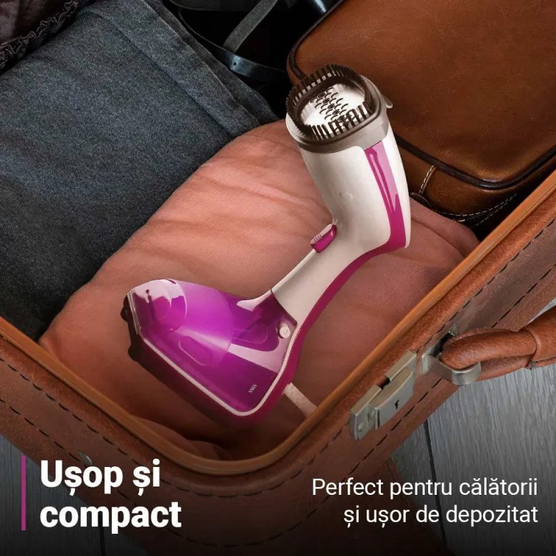 Уред за гладене с пара Oliver Voltz OV51051A, 1000W, 280мл, 10г/мин, Бял/розов