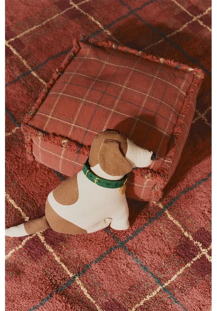 Ръчно изработен червен памучен килим подходящ за пране 140x190 cm Tartan Vintage Red – Lorena Canals