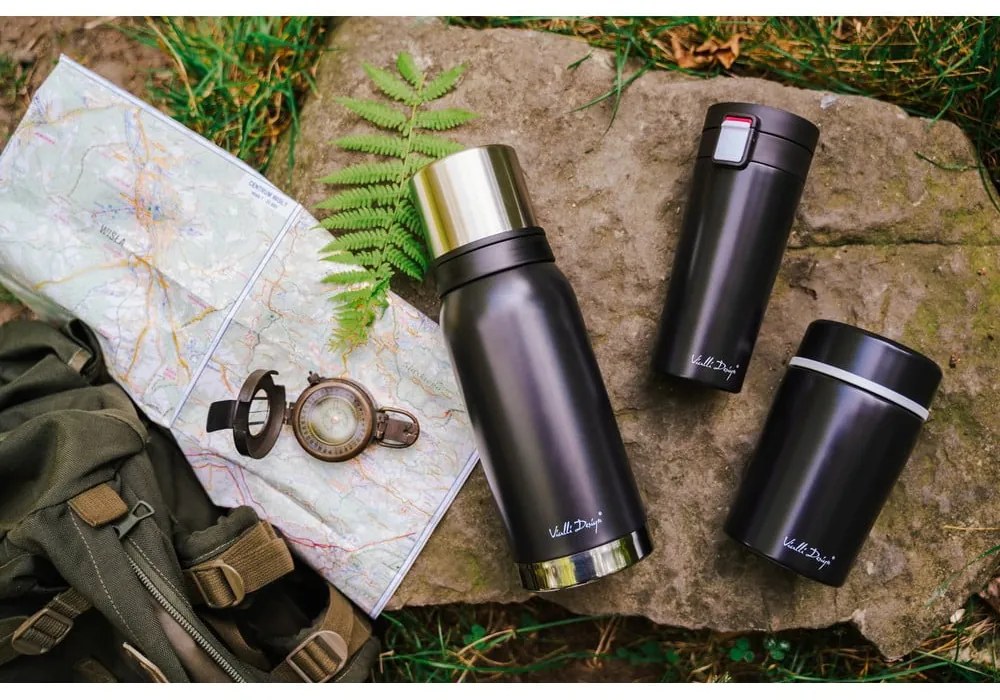 Черен термос за пътуване , 400 ml Fuori - Vialli Design