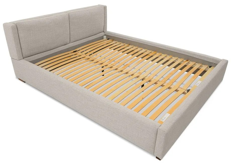 Светлосиво тапицирано двойно легло с включена подматрачна рамка 140x200 cm Dreamer – Scandic