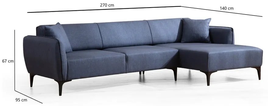 Син ъглов диван , десен ъгъл Belissimo – Balcab Home