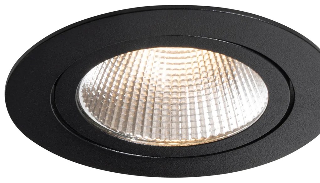 Комплект от 6 вградени спота черни 9,5 см вкл. LED 1300 lm димируеми IP65 - Gaius