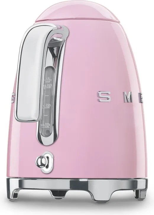 Електрическа кана SMEG KLF03PKEU, 2400 W, 1.7 л, 360° основа, Гланцово покритие, Розов