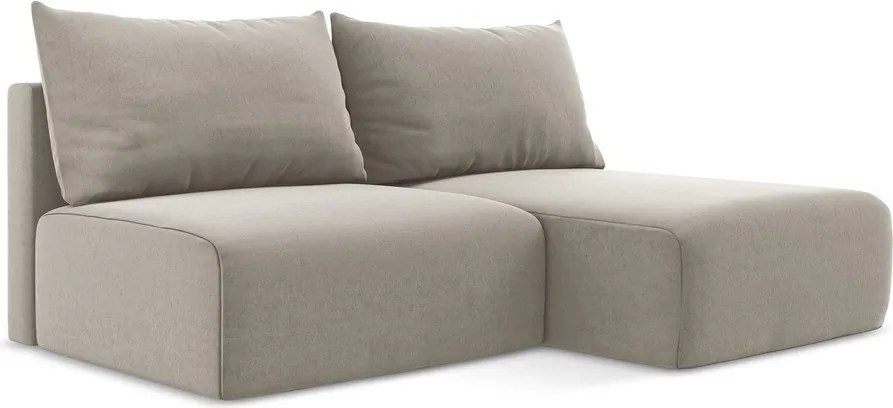 Кафяво-сив кадифен сгъваем/с място за съхранение ъглов диван (десен ъгъл) Kalena – Makamii