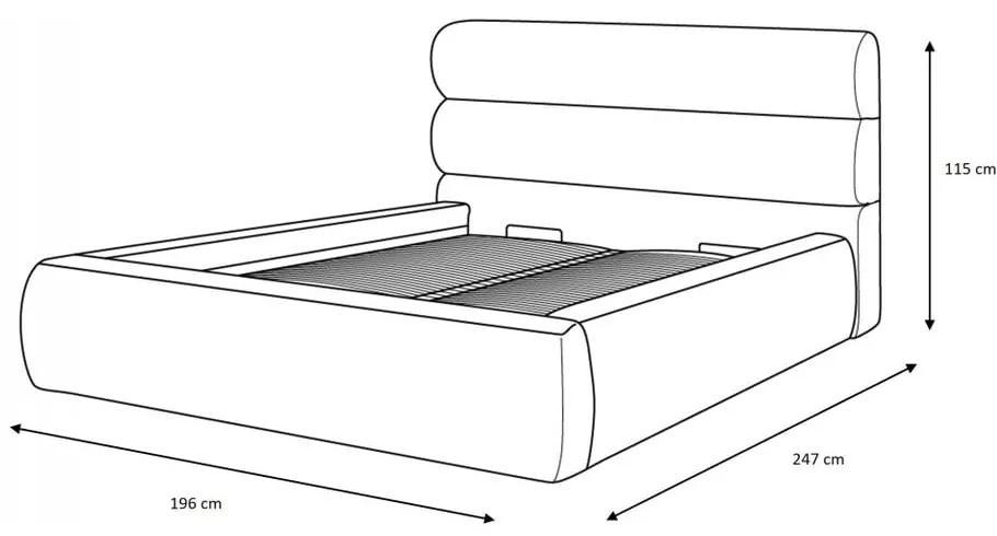 Бежово тапицирано двойно легло с място за съхранение с решетка 160x200 cm Jagna - Bobochic Paris