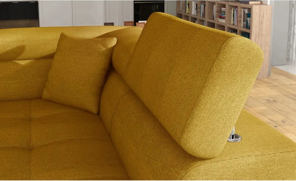 Жълт разтегателен ъглов диван с място за съхранение (десен ъгъл L форма) Anton – ELTAP