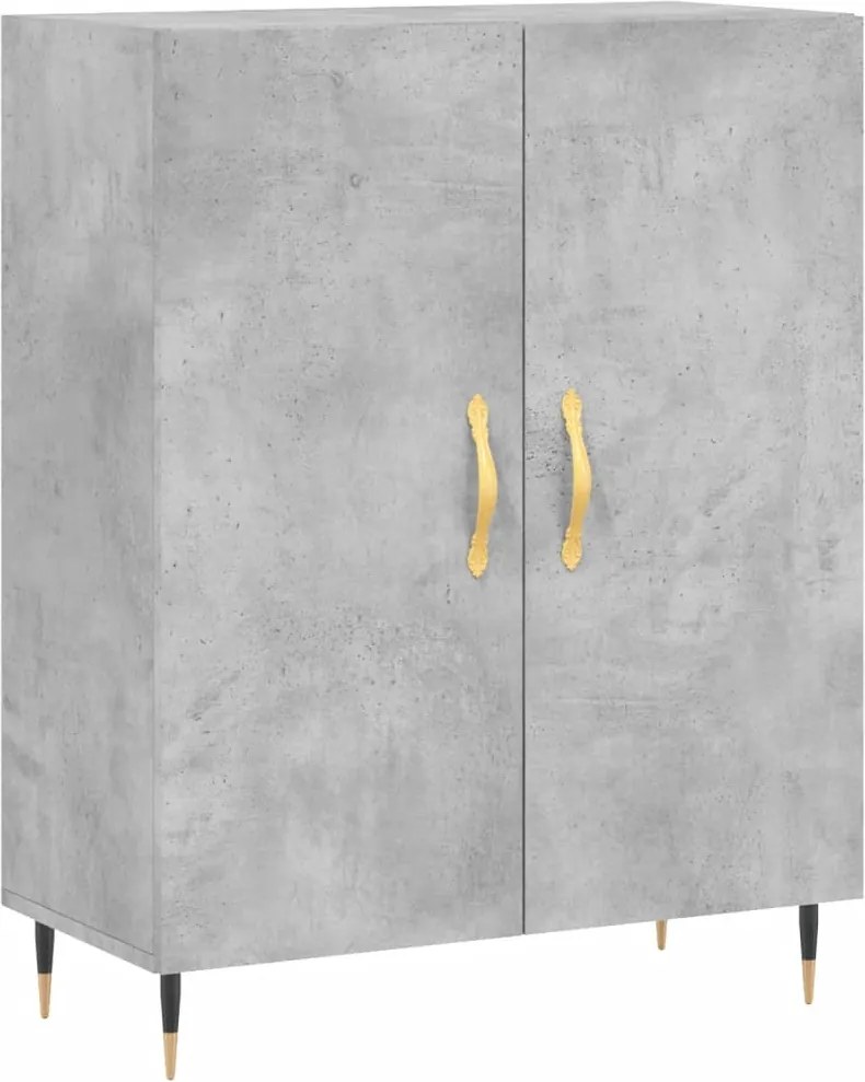 827704 vidaXL Сайдборд, бетонно сив, 69,5x34x90 см, инженерно дърво