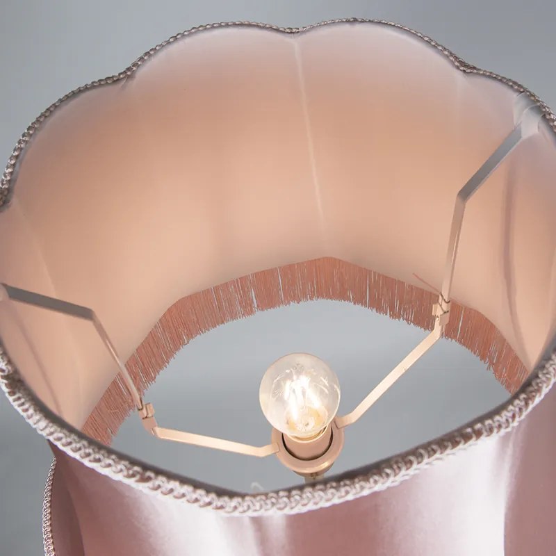 Ретро подова лампа месинг с абажур Granny розов 45 см - Kaso