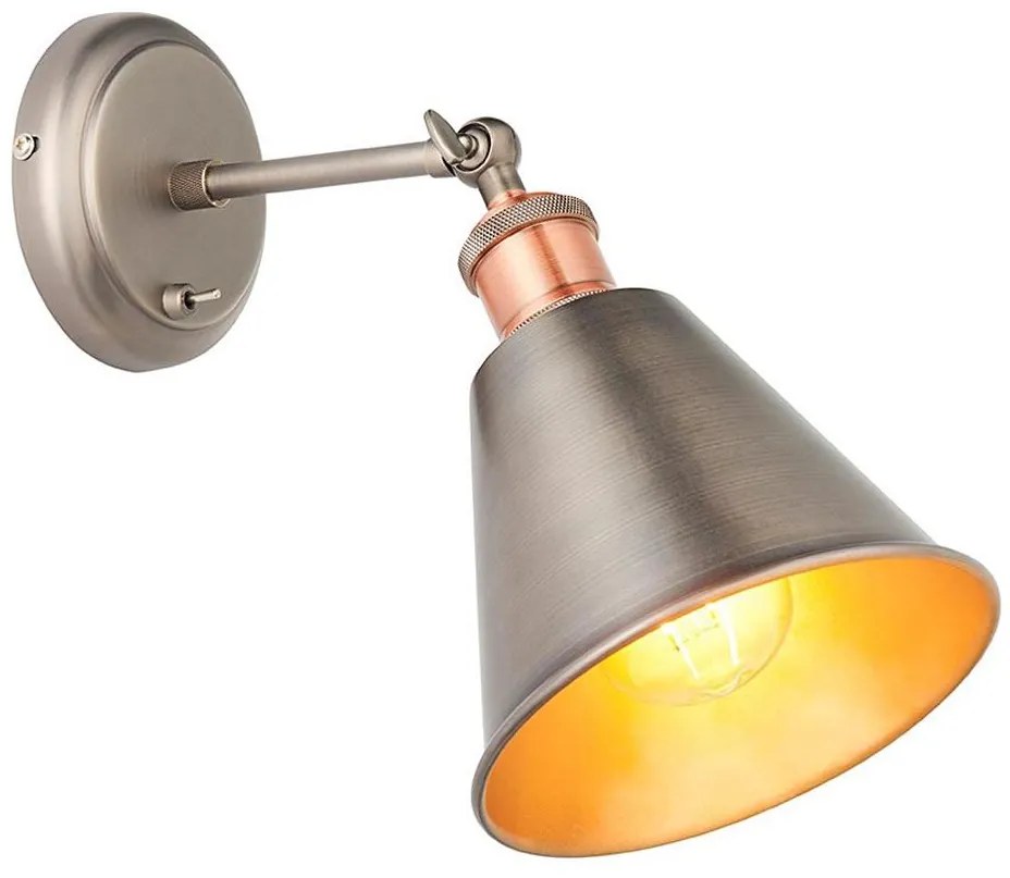 Endon 92866 - Настенно спот осветително тяло HAL 1xE27/10W/230V матов хром/меден