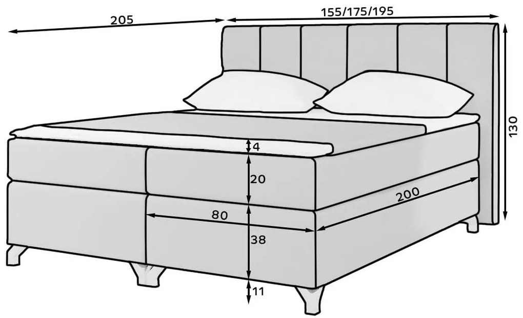 Тапицирано легло Basel Led-Mauro-140 x 200
