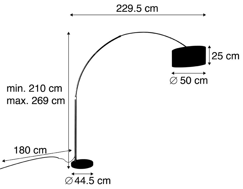 Дъгова лампа месинг с цветен дизайн на сянка 50 cm - XXL