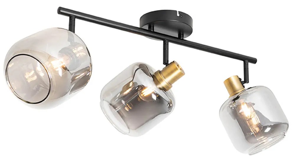 Интелигентен таванен прожектор черен с опушено стъкло овално с 3 Wifi P45 - Zuzanna