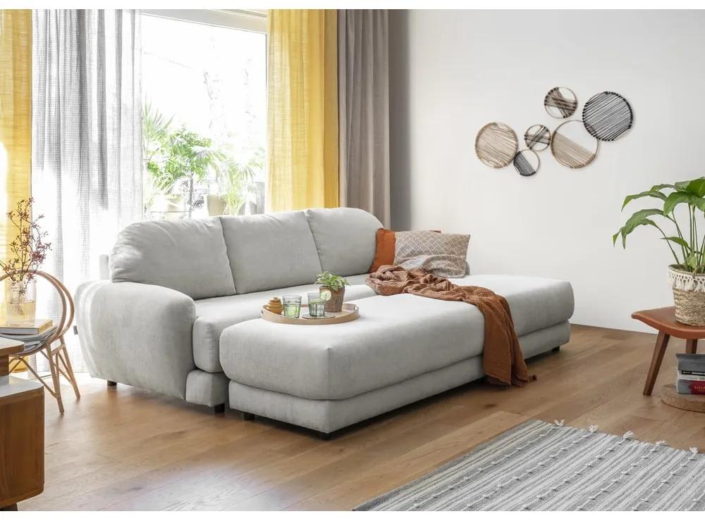 Бял разтегателен диван (десен ъгъл) с подложка за крака Comfy Claude - Miuform