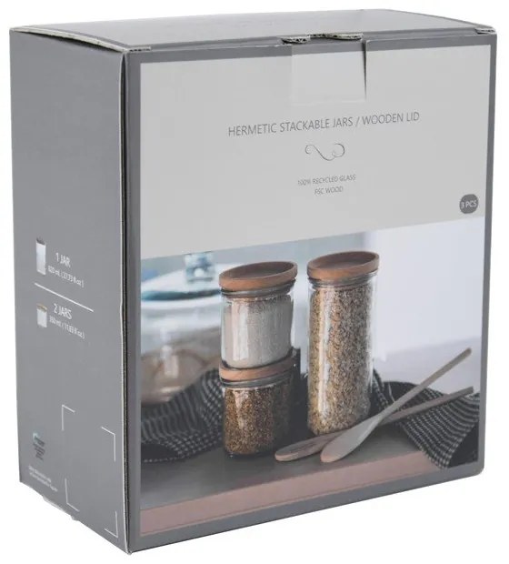 Комплект стъклени буркани 3 бр. Hermetic - Ego Dekor