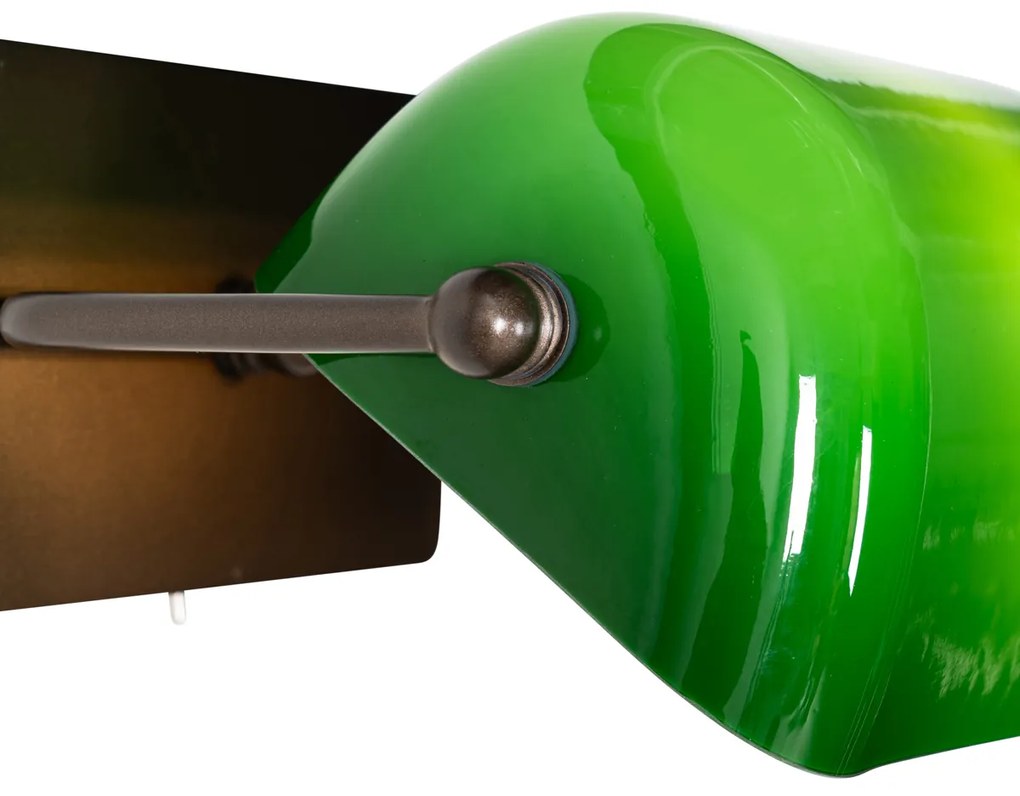 Класически стенен аплик тъмно бронз със зелено стъкло - Banker