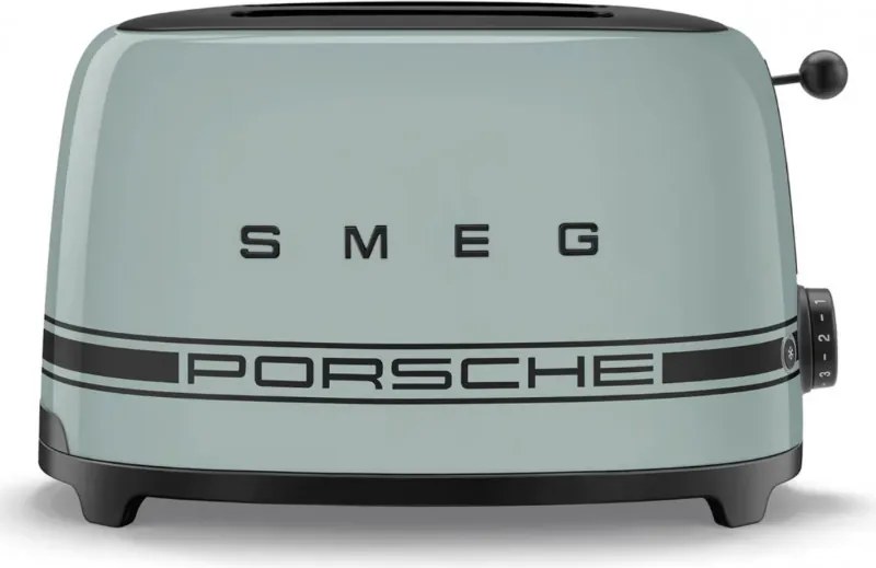 Тостер за хляб SMEG 50's Style Porsche TSF01PSGEU, 950W, 2 филии, 6 нива, Тавичка за трохи, Вграден кабел, Неръждаема стомана, Зелен