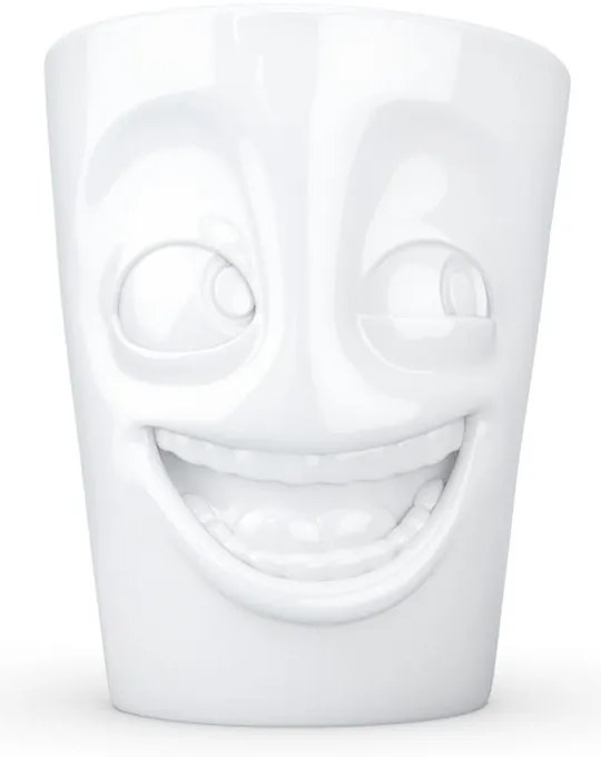 Бяла порцеланова чаша с дръжка и усмивка , обем 350 ml - 58products