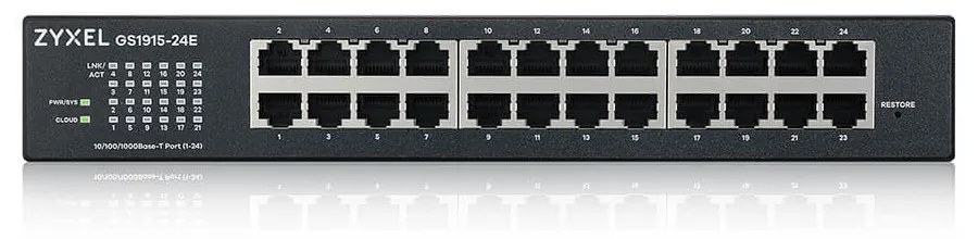 Комутатор ZyXEL GS1915-24E, 24-port GbE Smart hybrid mode Switch, standalone or NebulaFlex Cloud, rackmount, fanless