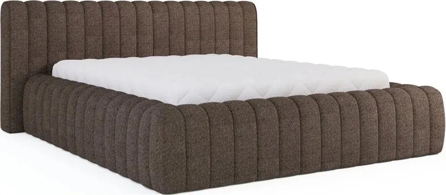 Кафяво двойно тапицирано легло с място за съхранение и включена подматрачна рамка 180x200 cm Carilla – ELTAP