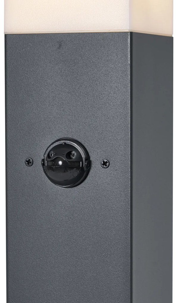 Външна лампа тъмно сива с опалово стъкло 80 см IP44 с контакт и сензор за движение - Malios