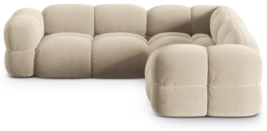 Бежов кадифен ъглов диван Loretto – Cosmopolitan Design