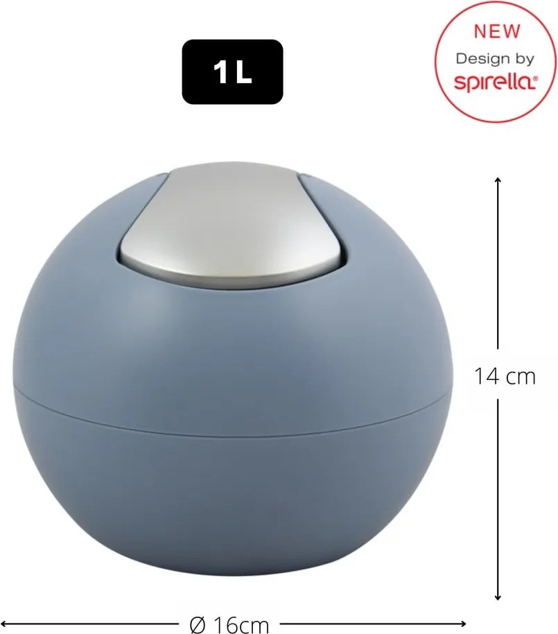 Светлосиньо пластмасово кошче за боклук 1 l Bowl Matt – Spirella