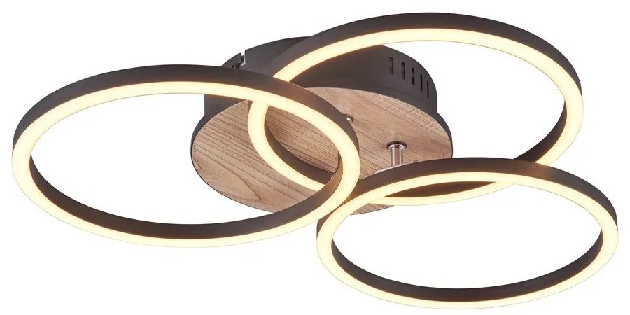 Черно-кафява LED светлина за таван 43x43 cm Circle - Trio
