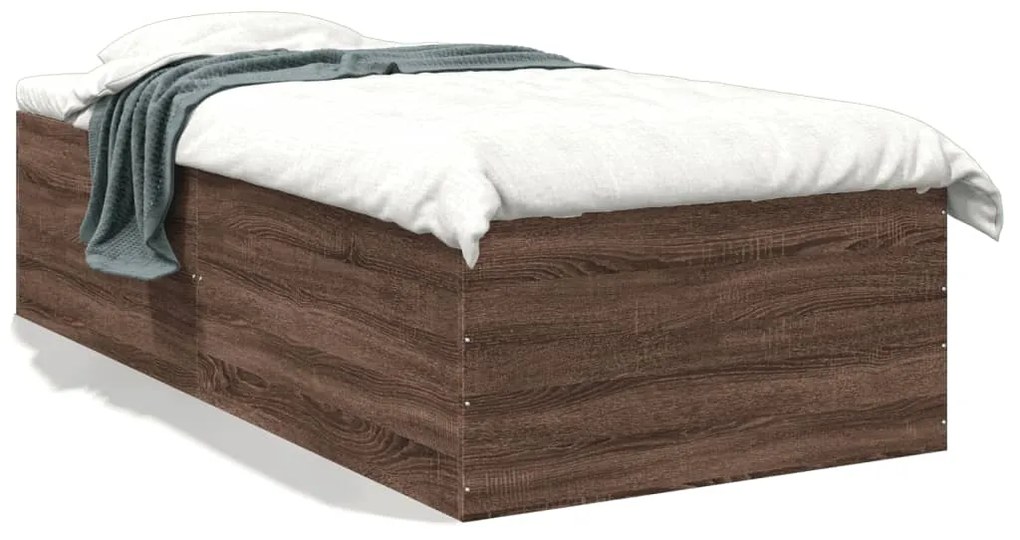 3280971 vidaXL Рамка за легло, кафяв дъб, 90x200 см, инженерно дърво