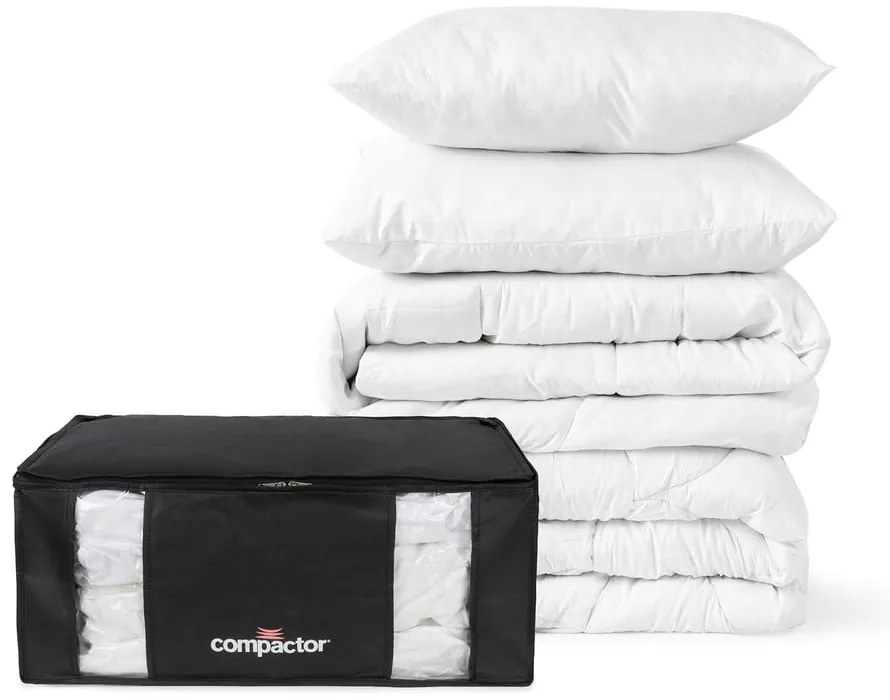 Вакуумни подсилени текстилни кутии за съхранение на дрехи в комплект 2 бр. 65x45x27 cm Black Edition – Compactor