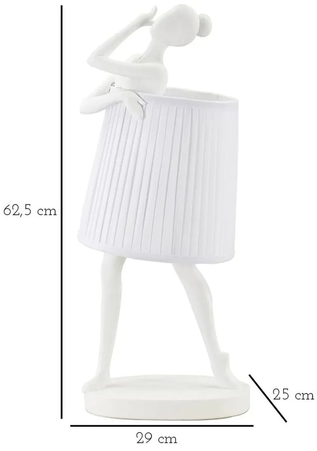 Бяла настолна лампа с текстилен абажур (височина 62,5 cm) Ballet – Mauro Ferretti