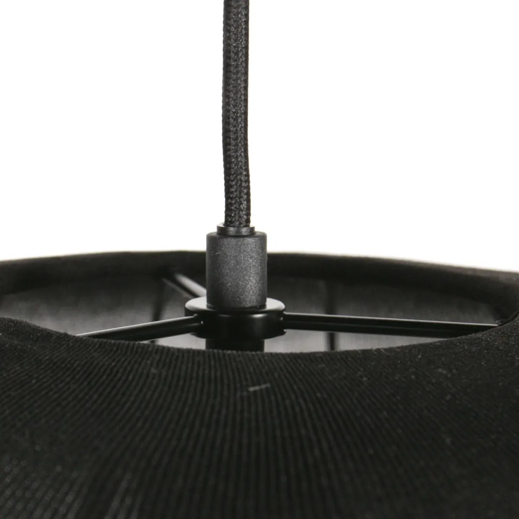 Японди висящ лампа черен с текстилен абажур 55см - Sable