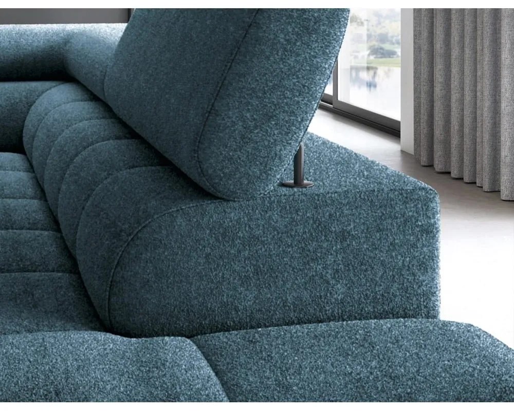 Син разтегателен ъглов диван с място за съхранение от букле (десен ъгъл L форма) Ferucce – ELTAP