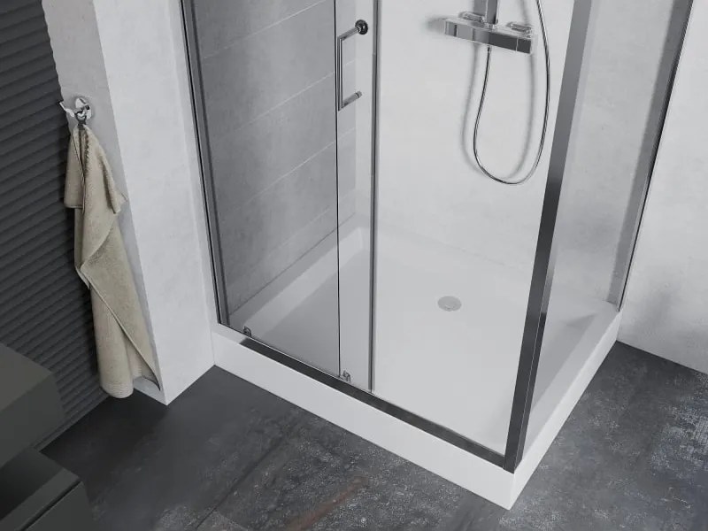 Mexen Apia плъзгаща се душ кабина 100 x 80 см, прозрачна, хром + корито Рио