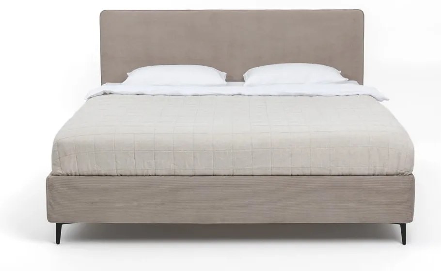 Сиво тапицирано двойно легло с матрак с решетка 180x200 cm Noira Slim - Bonami Selection