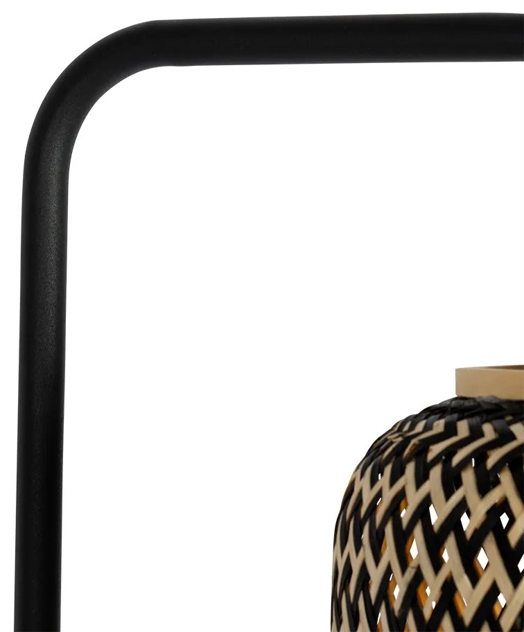 Ориенталска подова лампа бамбук с черен цвят - Yvonne