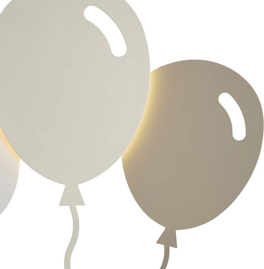 Kinder wandlamp wit met beige incl. LED 3-staps dimbaar - Balloon