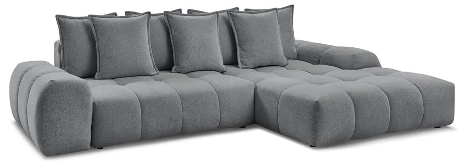 Тъмносив шенилов сгъваем/с място за съхранение ъглов диван (десен ъгъл) Everest – Bobochic Paris