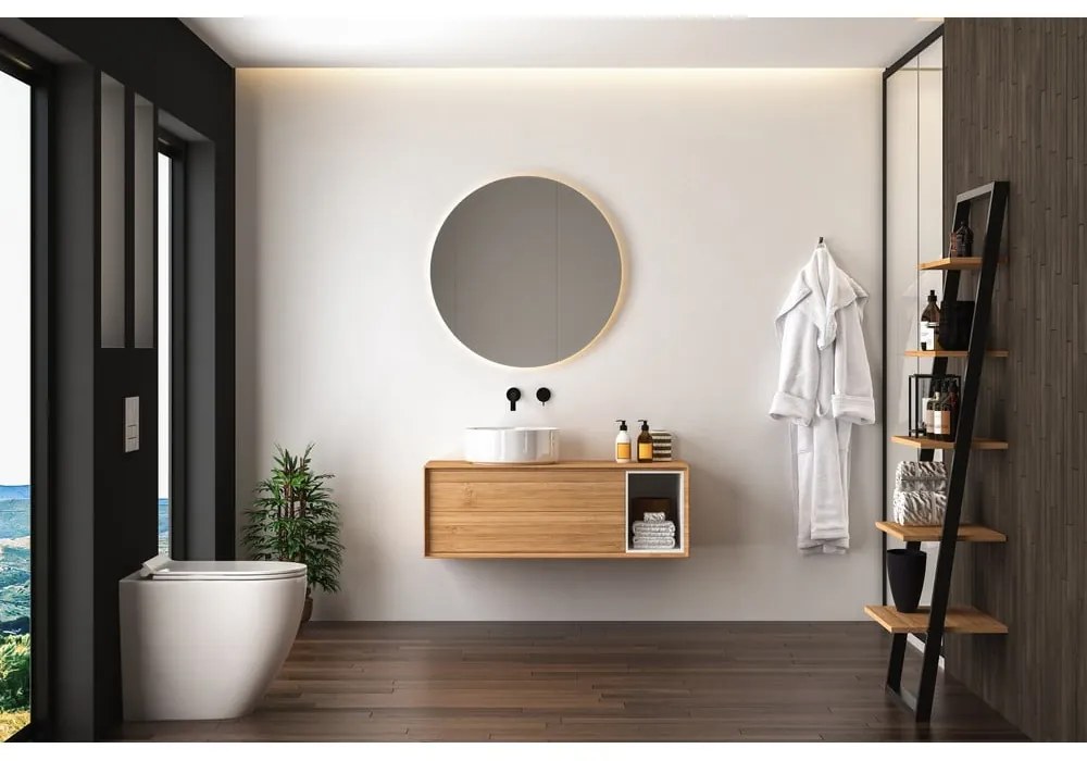 Стенно огледало със светлина ø 100 cm Luna – Mirrors and More