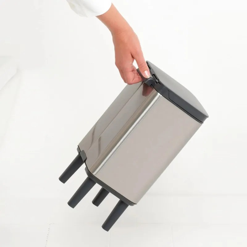 Кош за боклук Brabantia Bo Small Hi 1006642, 4 л, Плавно и безшумно отваряне, Противоплъзгаща основа, Устойчив на пръстови отпечатъци, Инокс/Мат